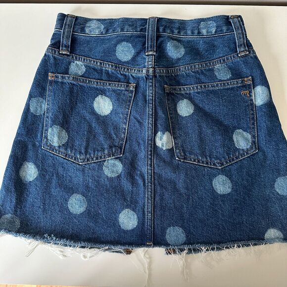 Madewell Rigid Denim Skirt A-line Mini Polka Dot Size 24 - Picture 7 of 7